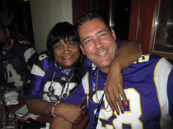 Dr. Khalilah Camacho Ali with Jay Shapiro founder of the MN Vikings Fan Club Florida